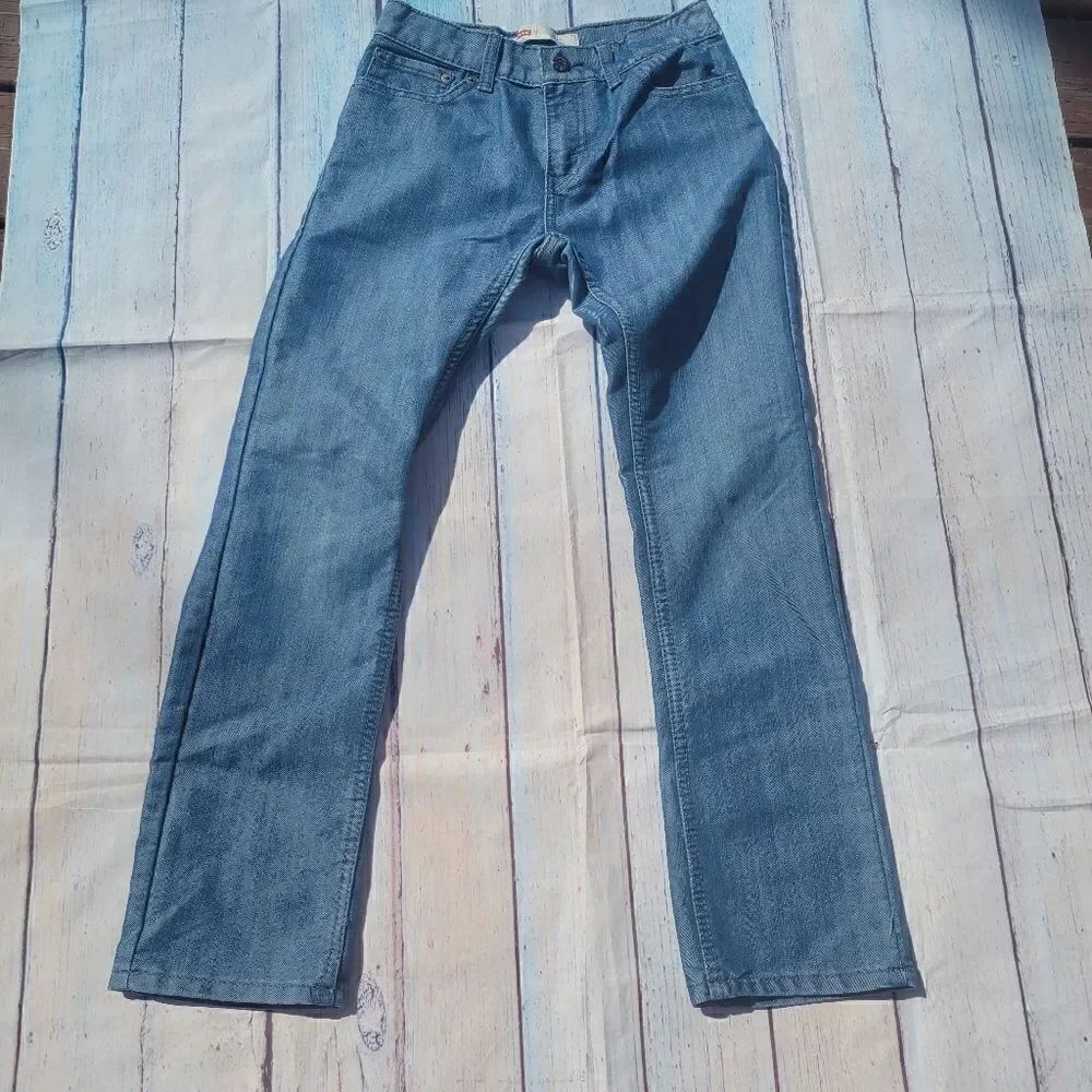 Levi's 511 Boy's's Blue Cotton Solid Stretch Mid Rise Straight Leg Jeans Size 14